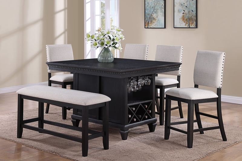 Regent Charcoal/White Solid Wood Fabric Upholstered Counter Height Dining Room Set