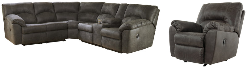 Tambo Pewter 2-Piece Sectional With Recliner