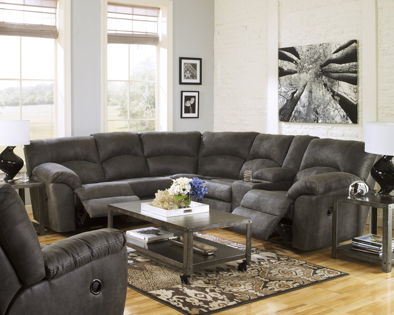 Tambo Pewter 2-Piece Sectional With Recliner