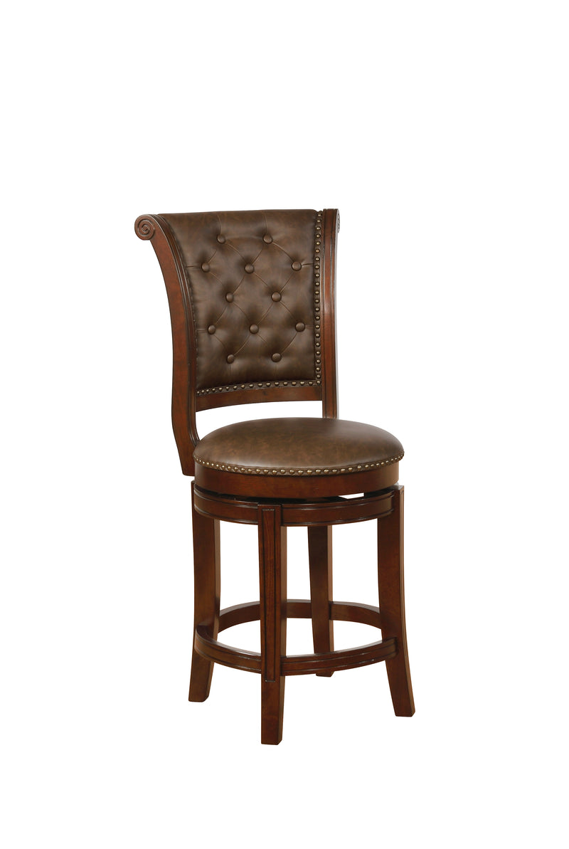 Granville Swivel Espresso/Brown Fabric Wood Counter Height Stool