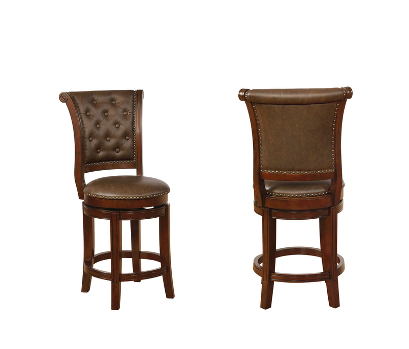 Granville Swivel Espresso/Brown Fabric Wood Counter Height Stool