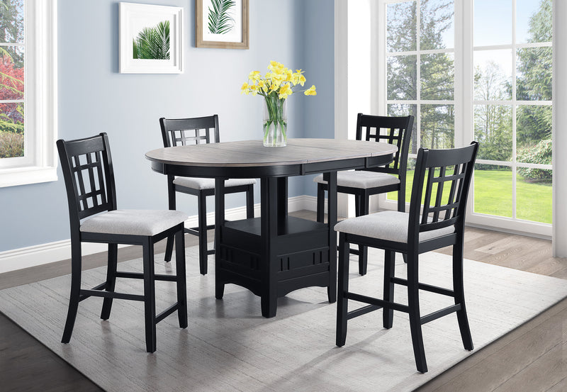 Hartwell Light Gray Modern Solid Wood And Veneers Counter Height Dining Room Set