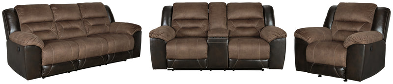 Earhart Chestnut Sofa Loveseat And Recliner