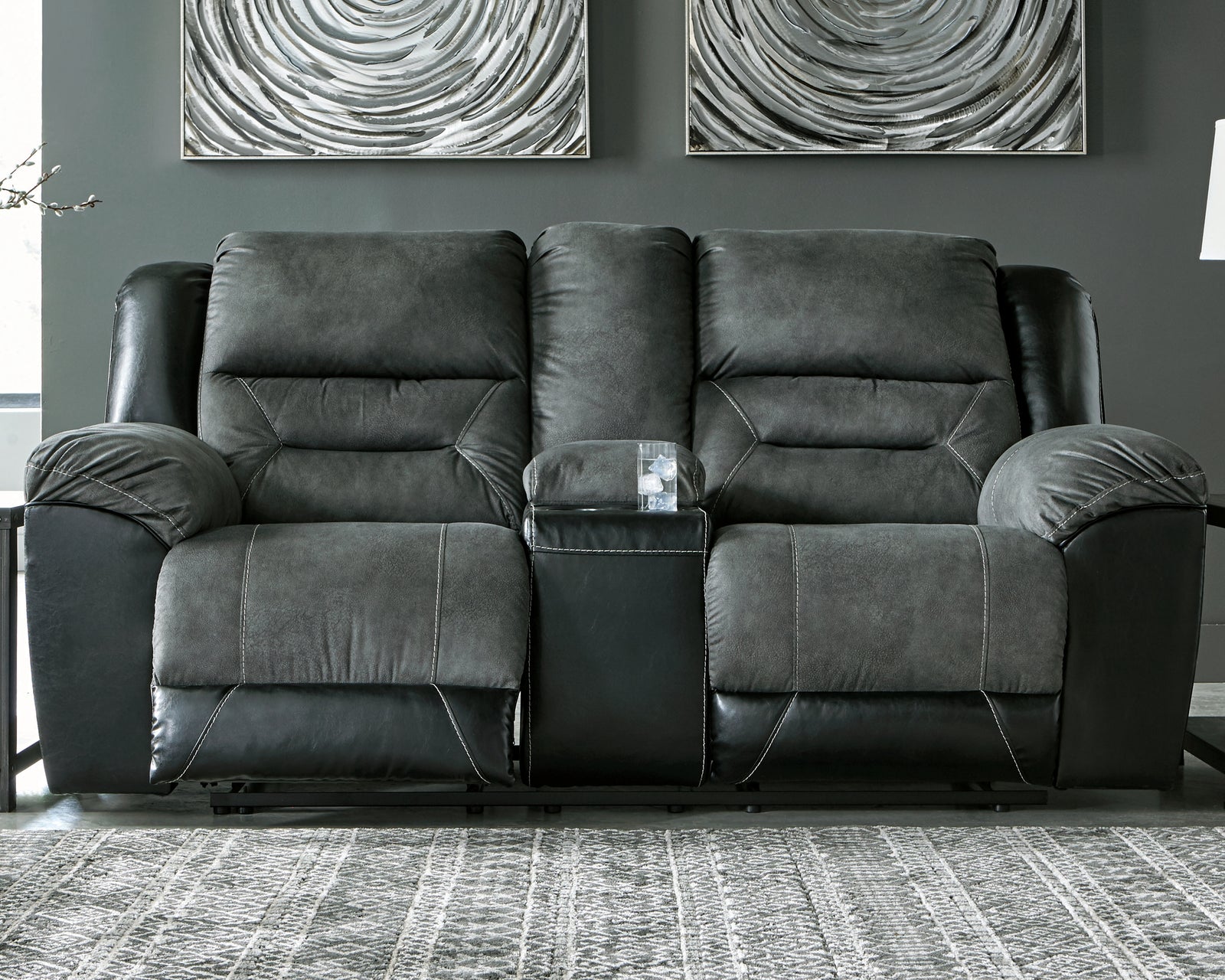 Earhart Slate Sofa Loveseat And Recliner