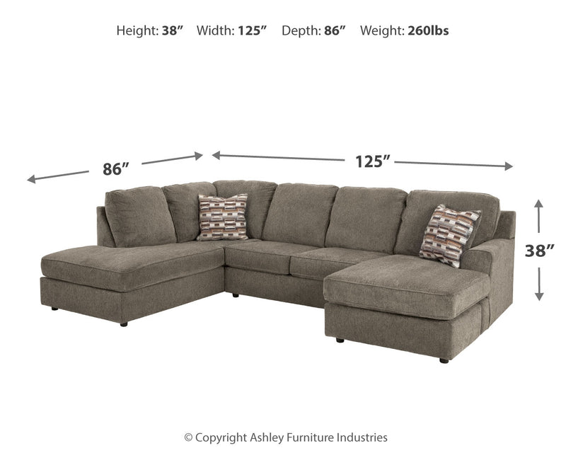 O'phannon Putty 2-Piece Sectional With Ottoman