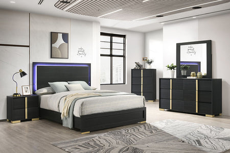 Aubrey Black LED Panel Bedroom Set