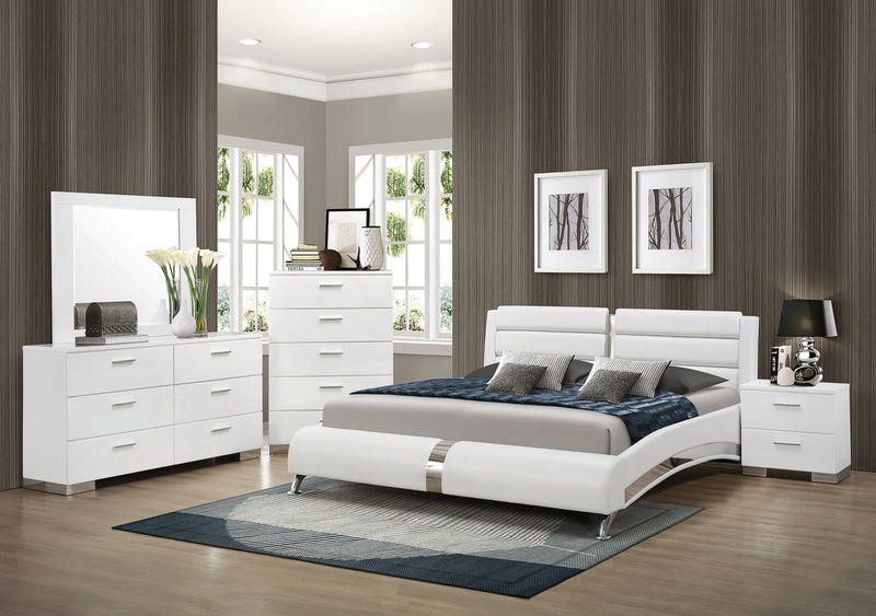 Felicity Glossy White Upholstered Platform Bedroom Set