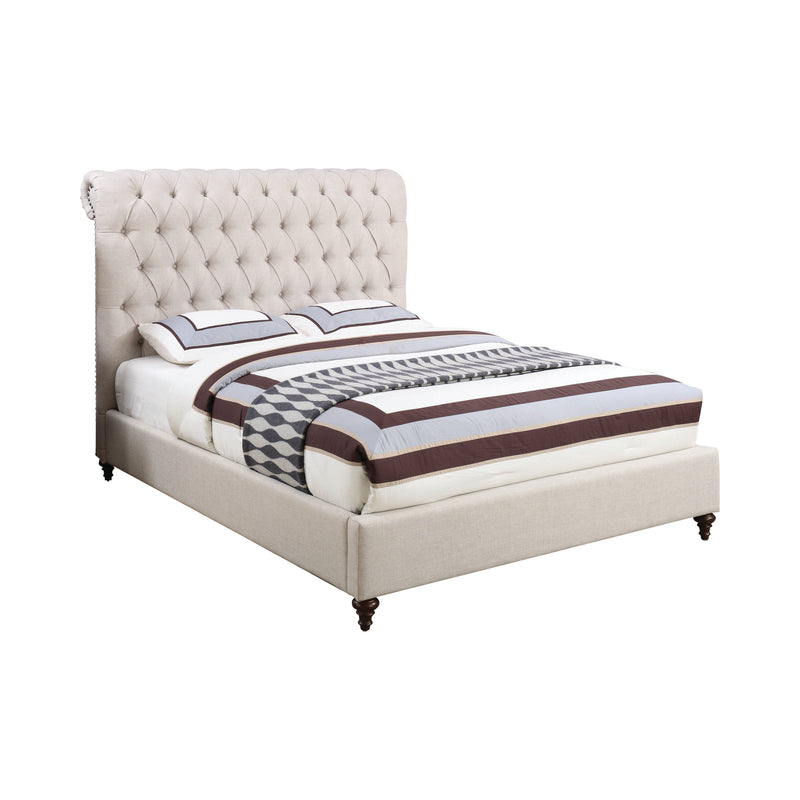 Devon Beige Button Tufted Upholstered Bedroom Set