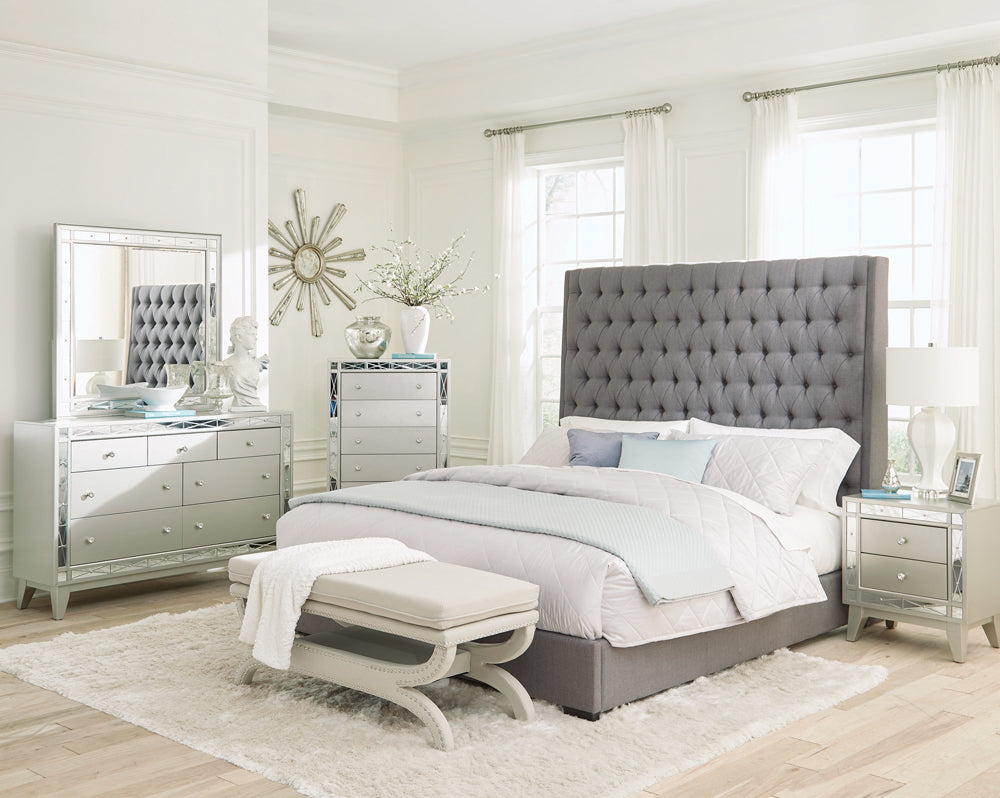 Camille Grey Button Tufted Bedroom Set