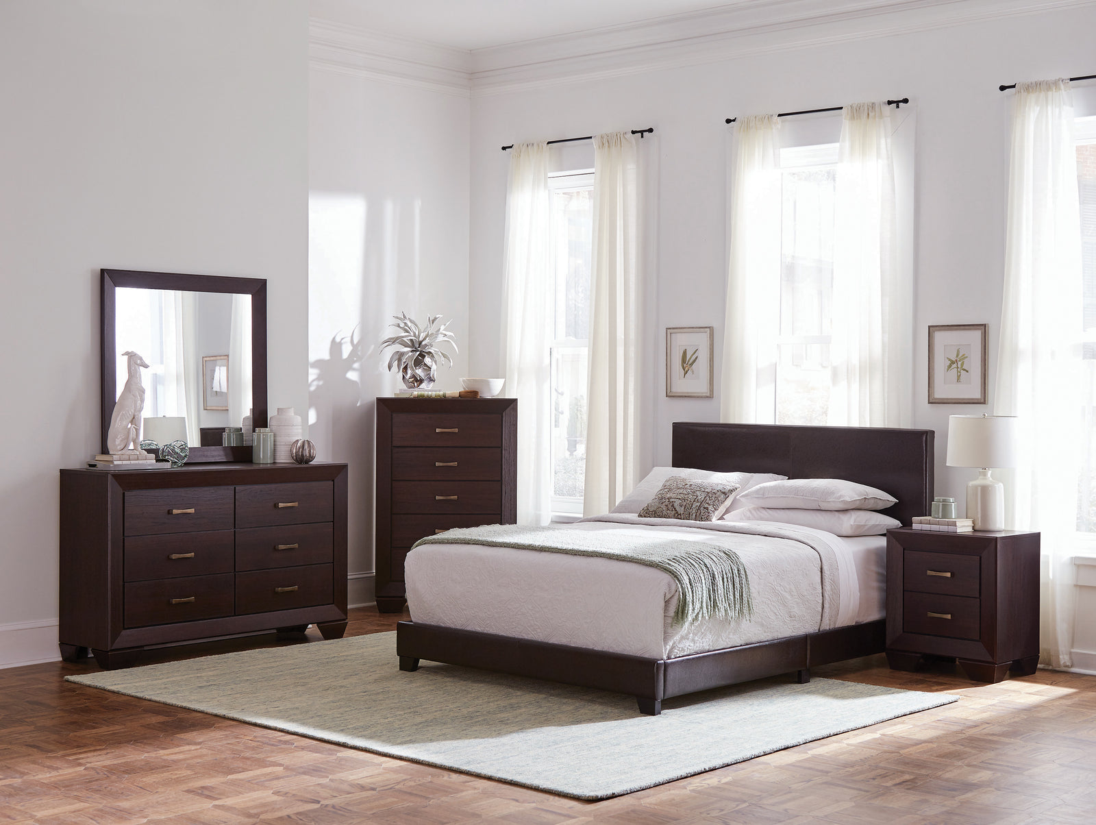 Dorian Brown Upholstered Bedroom Set