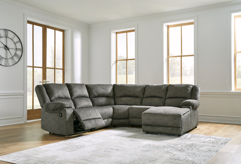 Benlocke Flannel Chenille 5-Piece Reclining Sectional With Chaise