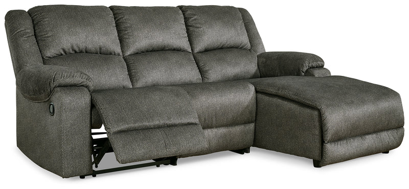 Benlocke Flannel 3-Piece Reclining Sectional With Chaise