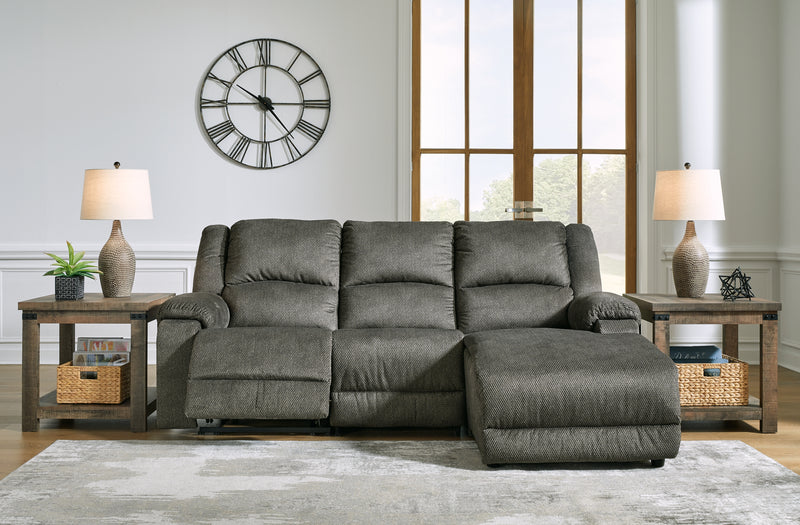 Benlocke Flannel 3-Piece Reclining Sectional With Chaise