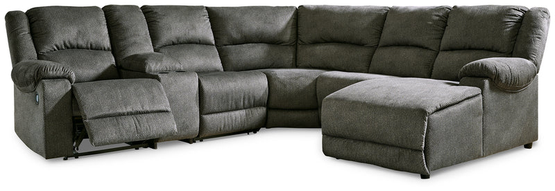 Benlocke Flannel 6-Piece Reclining Sectional With Chaise