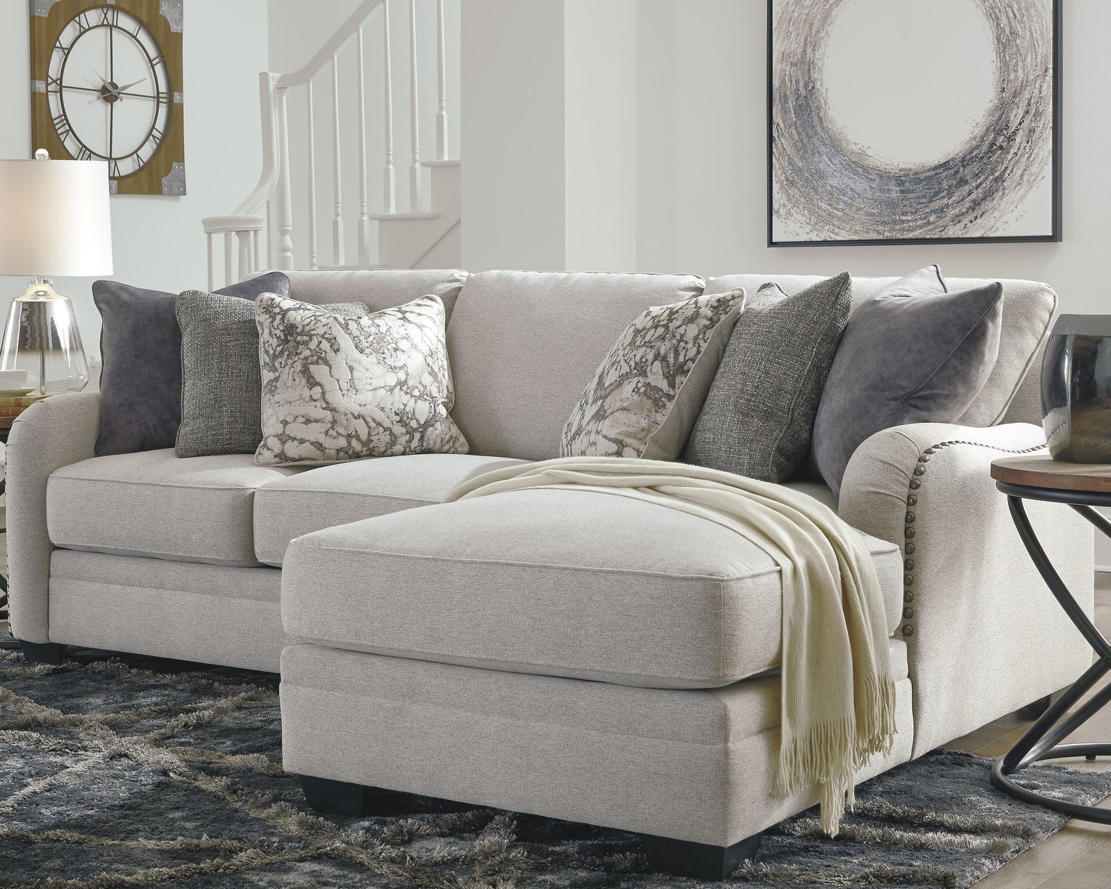 Dellara Chalk Chenille 2-Piece Sectional With Chaise 32101S2