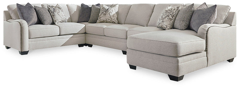 Dellara Chalk Chenille 5-Piece Sectional With Chaise