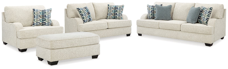 Valerano Parchment Sofa Loveseat Chair And Ottoman