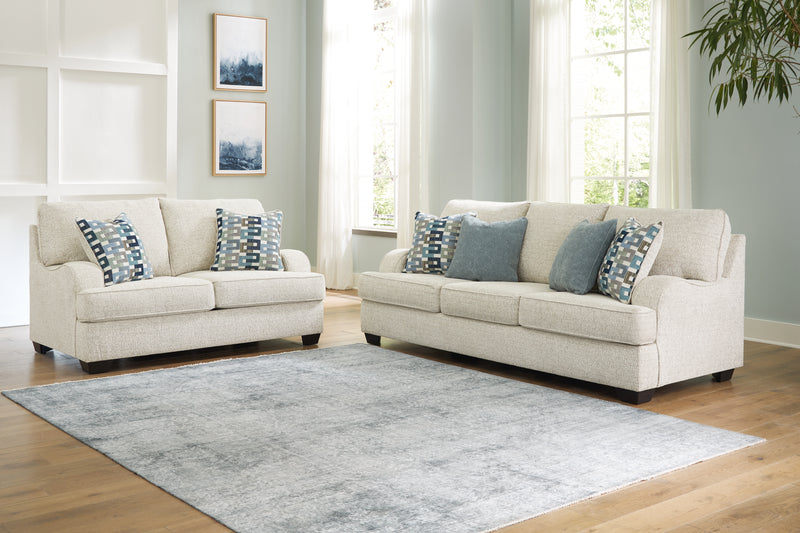 Valerano Parchment Sofa Loveseat Chair And Ottoman