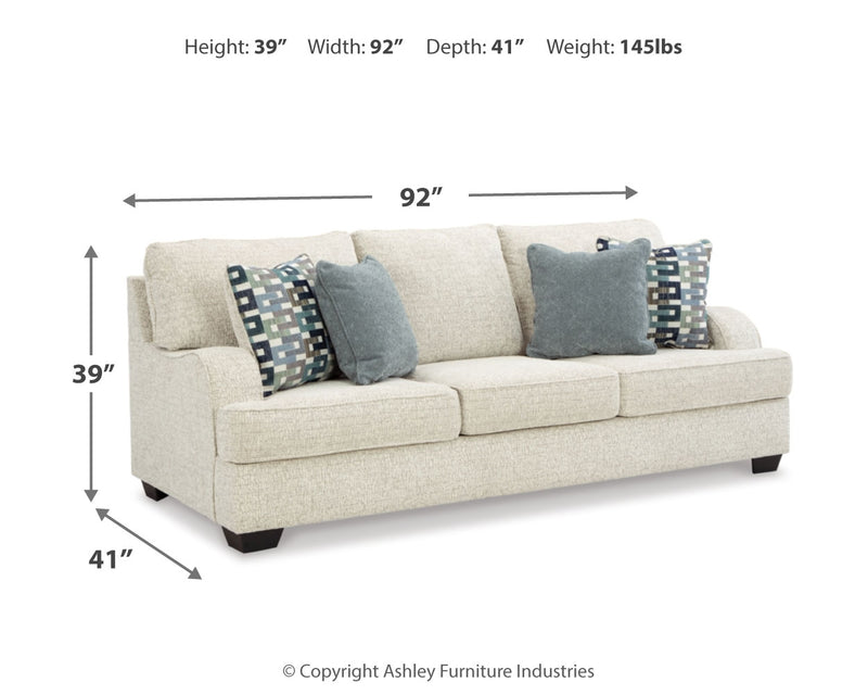 Valerano Parchment Sofa Loveseat Chair And Ottoman