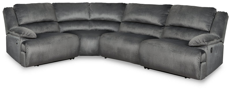 Clonmel Charcoal Velvet 4-Piece Reclining Sectional