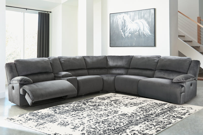 Clonmel Charcoal Velvet 6-Piece Power Reclining Sectional