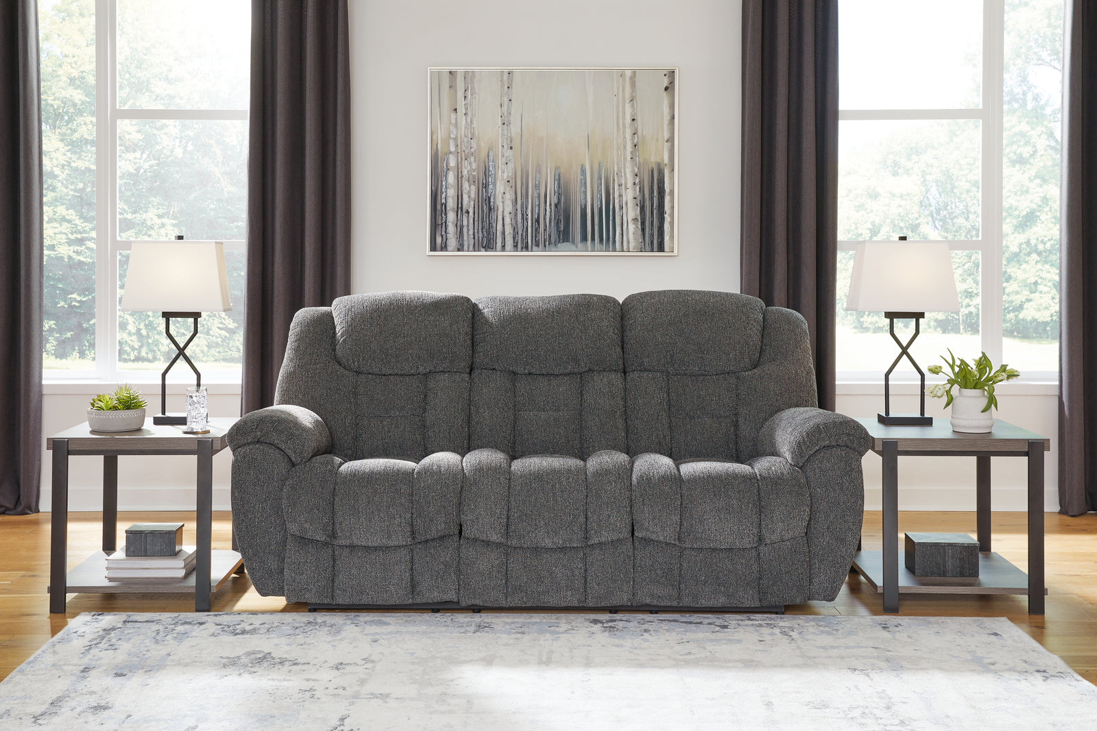 Foreside Charcoal Performance Fabric,Next-Gen Nuvella™ Reclining Sofa