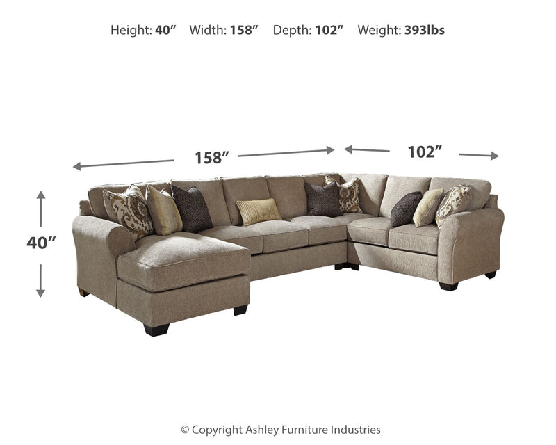 Pantomine Driftwood 4-Piece Sectional With Ottoman