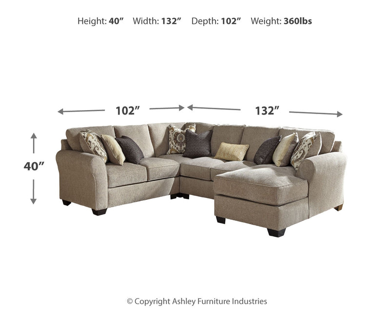 Pantomine Driftwood 4-Piece Sectional With Ottoman