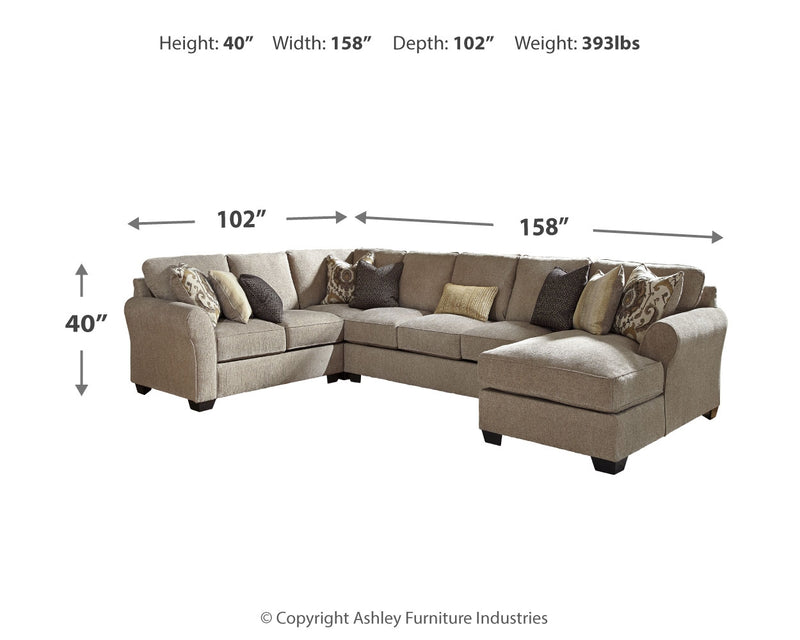 Pantomine Driftwood 4-Piece Sectional With Ottoman