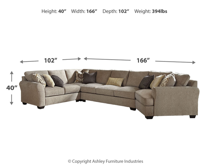 Pantomine Driftwood 4-Piece Sectional With Ottoman