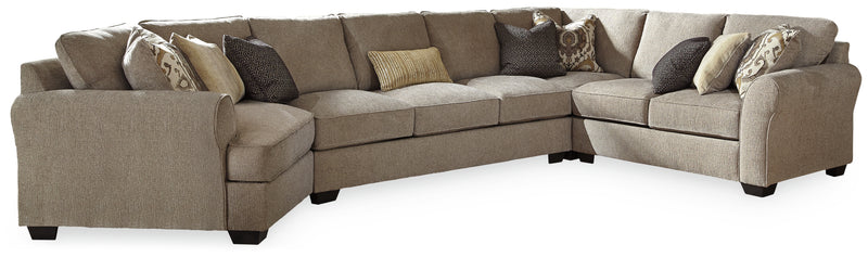 Pantomine Driftwood Chenille 4-Piece Sectional With Cuddler 39122S12