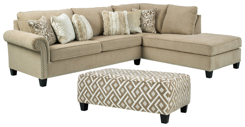 Dovemont Putty 2-Piece Sectional With Ottoman