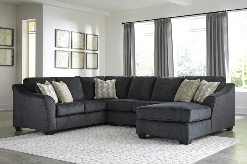 Eltmann Slate Chenille 3-Piece Sectional With Chaise