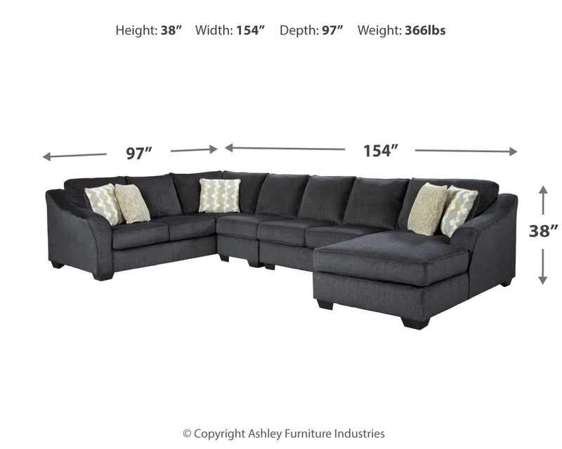 Eltmann Slate Chenille 4-Piece Sectional With Chaise