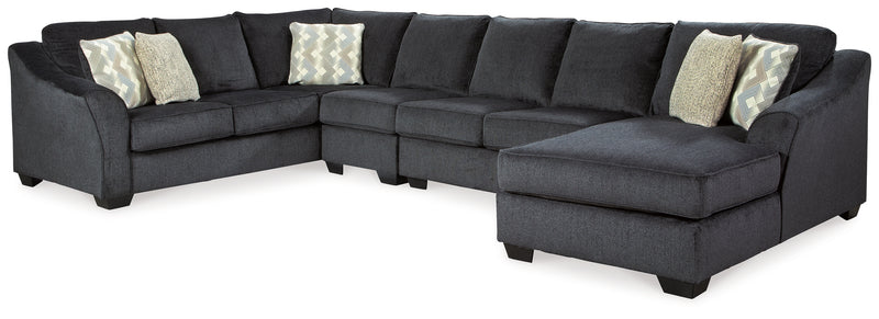 Eltmann Slate Chenille 4-Piece Sectional With Chaise