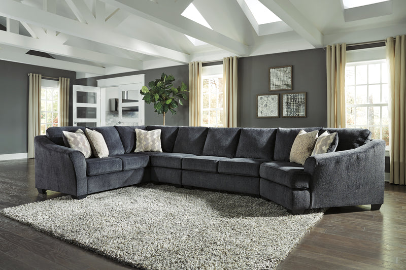 Eltmann Slate Chenille 4-Piece Sectional With Cuddler