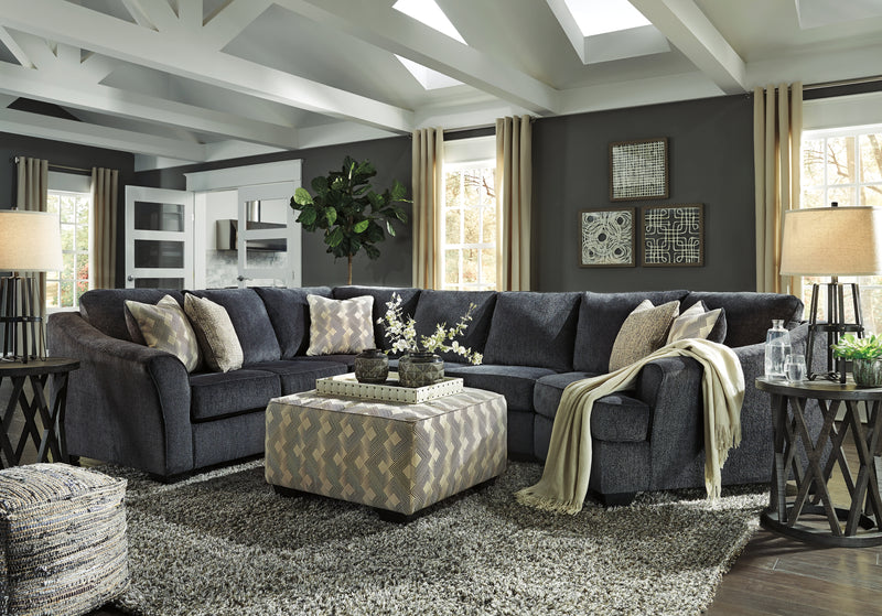 Eltmann Slate 3-Piece Sectional With Ottoman