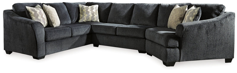 Eltmann Slate Chenille 3-Piece Sectional With Cuddler