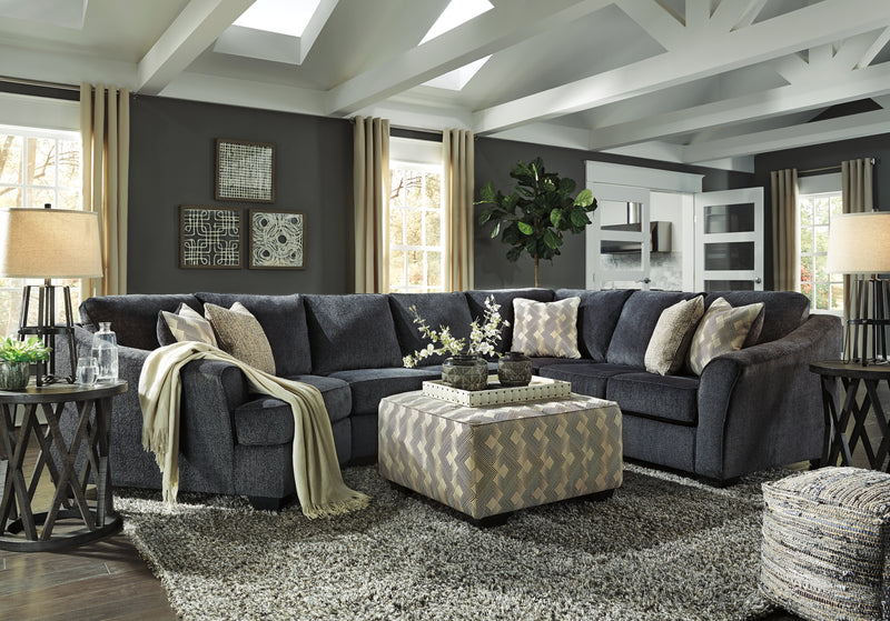 Eltmann Slate 3-Piece Sectional With Ottoman