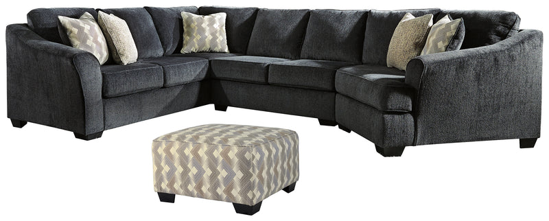 Eltmann Slate 3-Piece Sectional With Ottoman