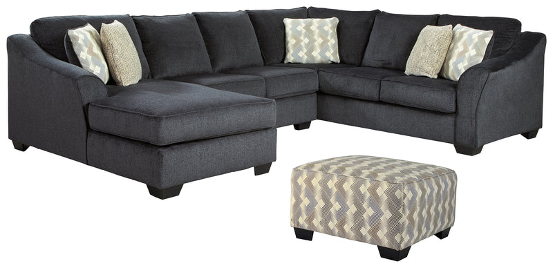 Eltmann Slate 3-Piece Sectional With Ottoman