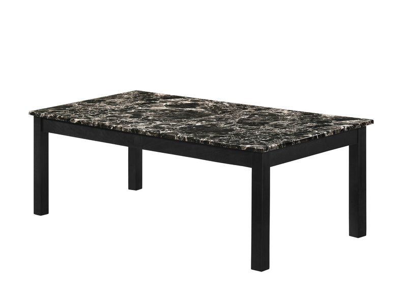 Thurner Marble-Black 3-Piece Coffee Table Set, Sleek Black Marble Top