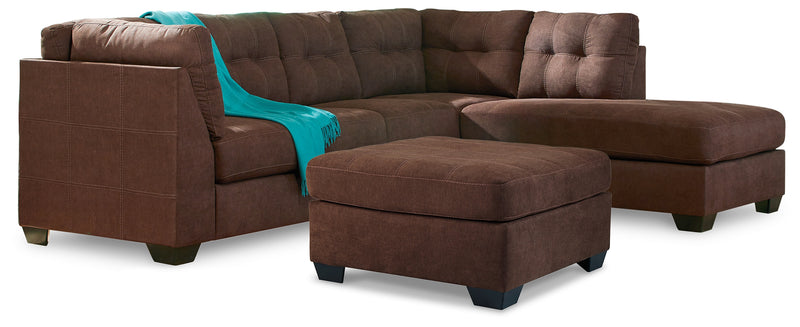 Maier Walnut 2-Piece Sectional With Ottoman