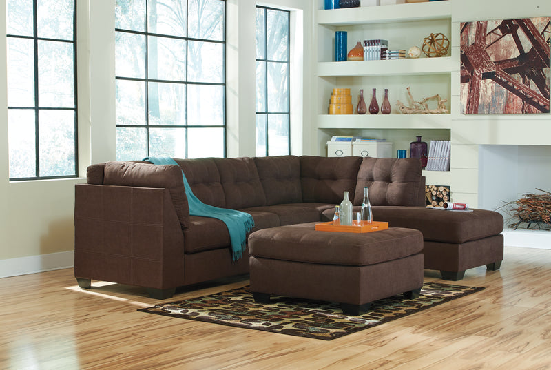 Maier Walnut 2-Piece Sectional With Ottoman