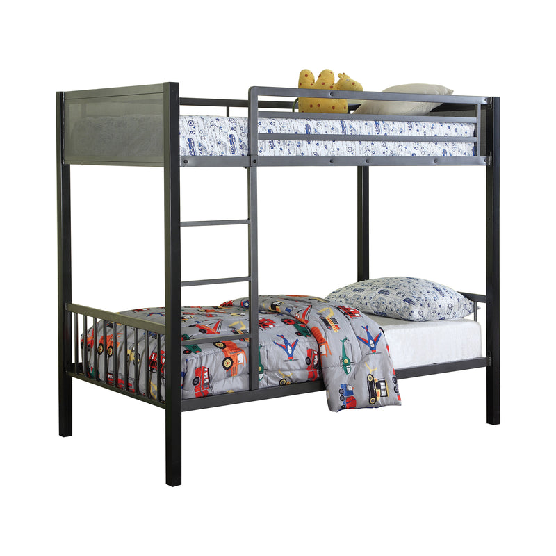 Meyers 2-Piece Metal Twin Over Twin Bunk Bed Set Black And Gunmetal