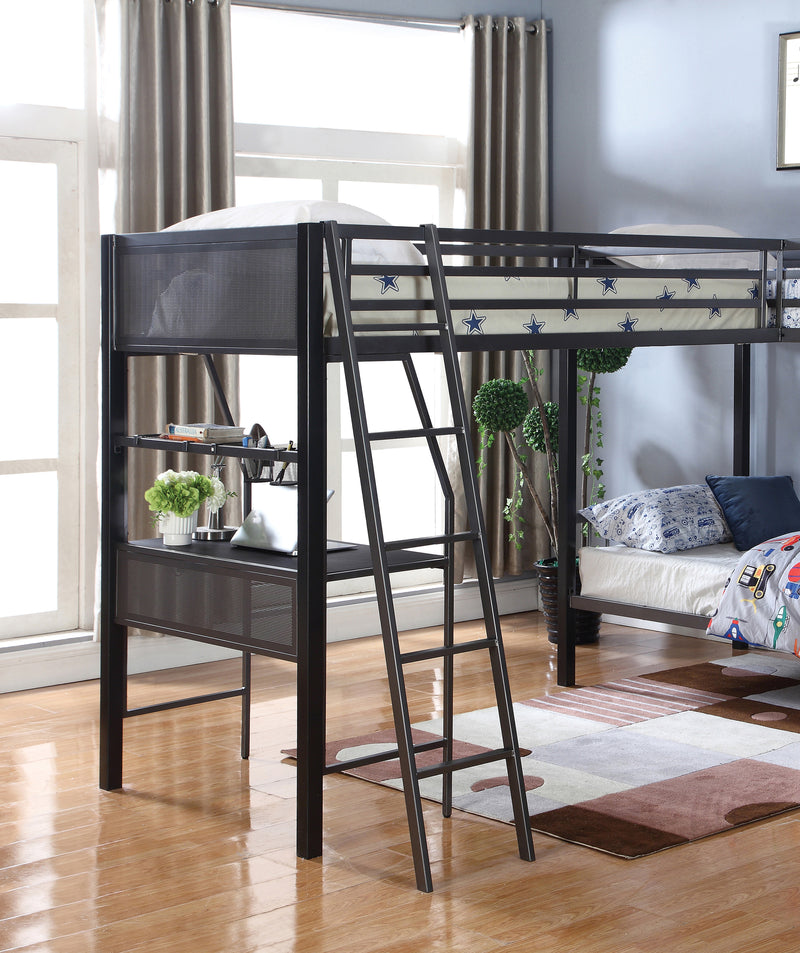 Meyers 2-Piece Metal Twin Over Twin Bunk Bed Set Black And Gunmetal