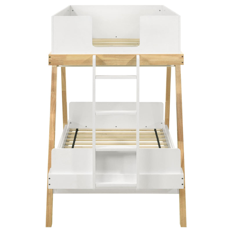 Frankie Wood Twin Over Twin Bunk Bed White And Natural 460570T