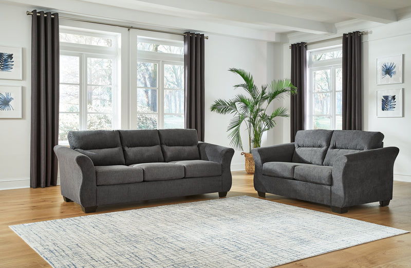 Miravel Gunmetal Sofa And Loveseat