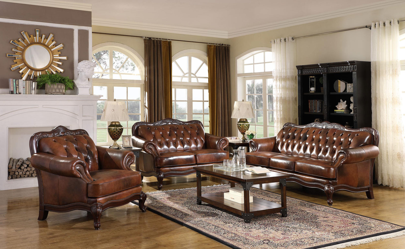 Victoria Traditional Tri tone Three piece Living Room Set