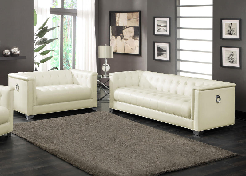 Chaviano Contemporary White Two piece Living Room Set